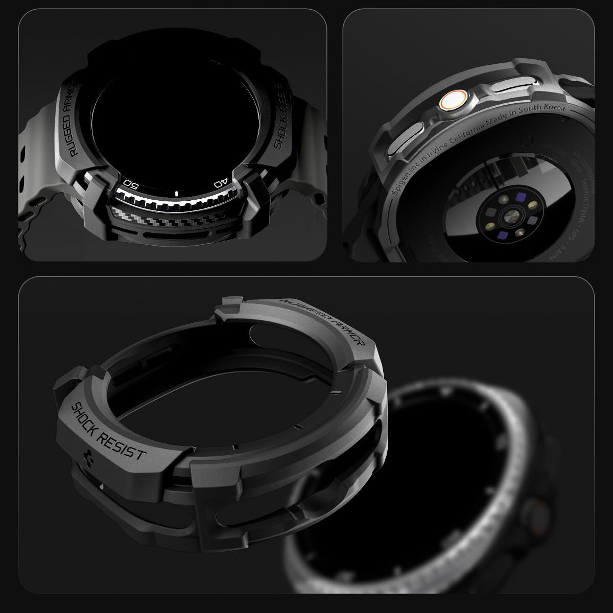 Etui Spigen Rugged Armor do Galaxy Watch 8 Classic 46 mm, czarne